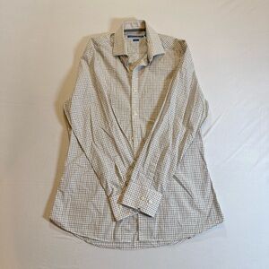 Vince Camuto White and Navy Checked Slim Fit Shirt